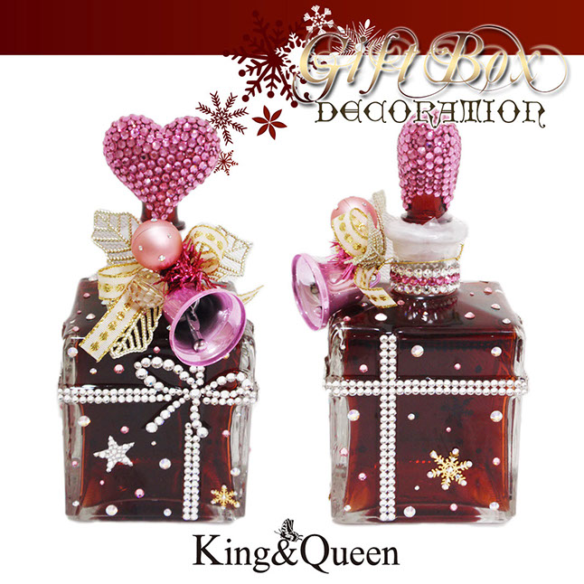 飾りボトル ペアでかわいいうさぎのお酒「Flower Rabbits Decanter（フラワー