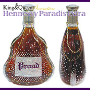 飾りボトル　スワロデコKing&Queen　クリスタルボトルデコレーション　高級ボトル　ヘネシーパラダイスエキストラ　ヘネパラ