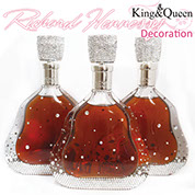 飾りボトル　スワロデコKing&Queen　クリスタルボトルデコレーション　高級ボトル　リーシャールヘネシー
